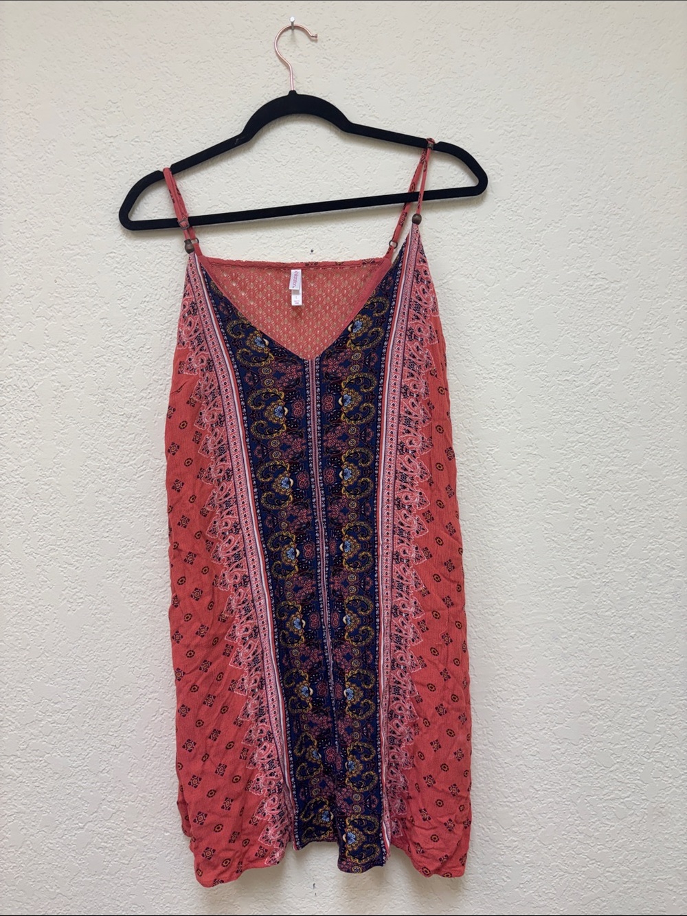 Xhilaration Coral and Navy Paisley Spaghetti Strap Dress
